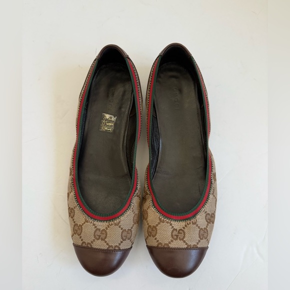 Gucci Brown GG Logo Monogram Supreme Guccissima Brown Canvas Ballet Flats EU40 - Picture 1 of 9